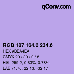 カラーコード: RGB 187 164.6 234.6 | qconv.com
