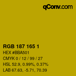 颜色代码: RGB 187 165 1 | qconv.com
