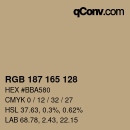 Color code: RGB 187 165 128 | qconv.com