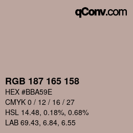 Color code: RGB 187 165 158 | qconv.com