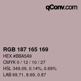 Color code: RGB 187 165 169 | qconv.com