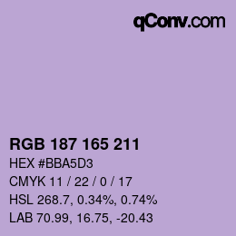 Color code: RGB 187 165 211 | qconv.com