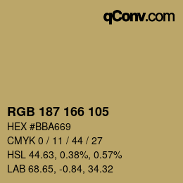 カラーコード: RGB 187 166 105 | qconv.com