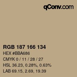 Código de color: RGB 187 166 134 | qconv.com