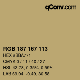 Color code: RGB 187 167 113 | qconv.com