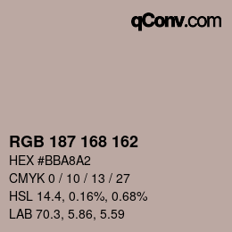 カラーコード: RGB 187 168 162 | qconv.com