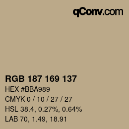 Code couleur: RGB 187 169 137 | qconv.com