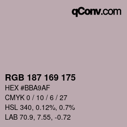 カラーコード: RGB 187 169 175 | qconv.com