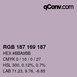 Color code: RGB 187 169 187 | qconv.com