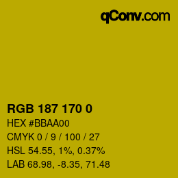 Color code: RGB 187 170 0 | qconv.com