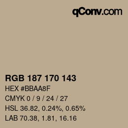 Código de color: RGB 187 170 143 | qconv.com