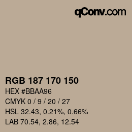 Code couleur: RGB 187 170 150 | qconv.com