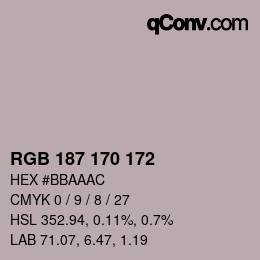 Color code: RGB 187 170 172 | qconv.com