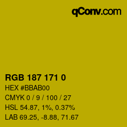 カラーコード: RGB 187 171 0 | qconv.com