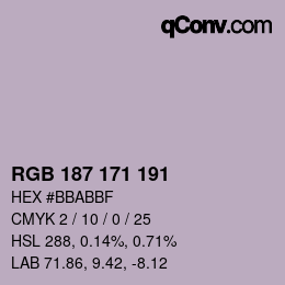 Color code: RGB 187 171 191 | qconv.com
