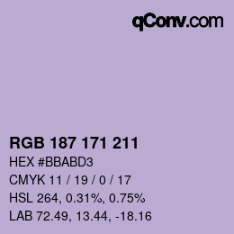 カラーコード: RGB 187 171 211 | qconv.com