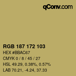 Color code: RGB 187 172 103 | qconv.com