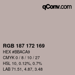 カラーコード: RGB 187 172 169 | qconv.com