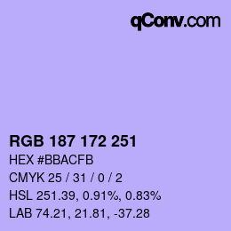 Farbcode: RGB 187 172 251 | qconv.com