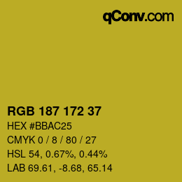 カラーコード: RGB 187 172 37 | qconv.com