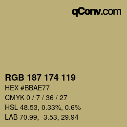 Color code: RGB 187 174 119 | qconv.com