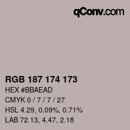 Color code: RGB 187 174 173 | qconv.com
