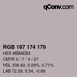 Color code: RGB 187 174 179 | qconv.com