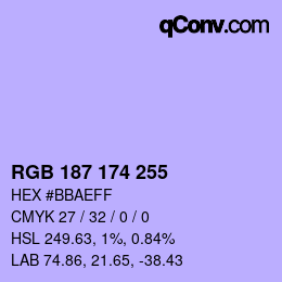 カラーコード: RGB 187 174 255 | qconv.com