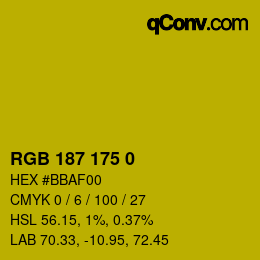 Color code: RGB 187 175 0 | qconv.com
