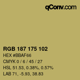 Color code: RGB 187 175 102 | qconv.com