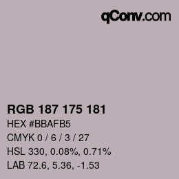 Color code: RGB 187 175 181 | qconv.com