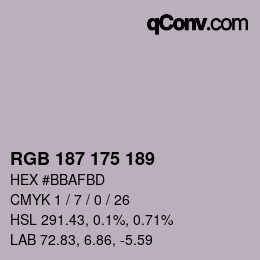 カラーコード: RGB 187 175 189 | qconv.com
