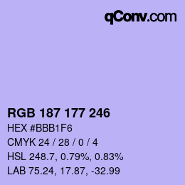 Color code: RGB 187 177 246 | qconv.com