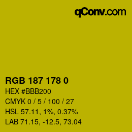 Color code: RGB 187 178 0 | qconv.com