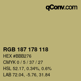 Color code: RGB 187 178 118 | qconv.com