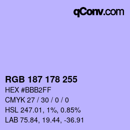 Color code: RGB 187 178 255 | qconv.com