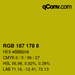 Color code: RGB 187 178 8 | qconv.com