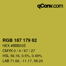 Farbcode: RGB 187 179 62 | qconv.com