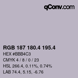 カラーコード: RGB 187 180.4 195.4 | qconv.com