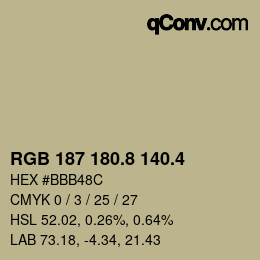 カラーコード: RGB 187 180.8 140.4 | qconv.com
