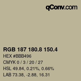 カラーコード: RGB 187 180.8 150.4 | qconv.com