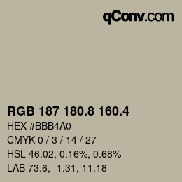 カラーコード: RGB 187 180.8 160.4 | qconv.com