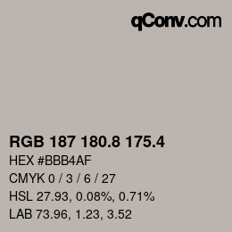 カラーコード: RGB 187 180.8 175.4 | qconv.com