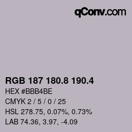 カラーコード: RGB 187 180.8 190.4 | qconv.com