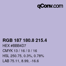 カラーコード: RGB 187 180.8 215.4 | qconv.com