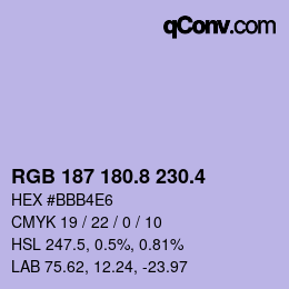 カラーコード: RGB 187 180.8 230.4 | qconv.com