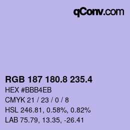 カラーコード: RGB 187 180.8 235.4 | qconv.com