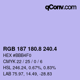 カラーコード: RGB 187 180.8 240.4 | qconv.com