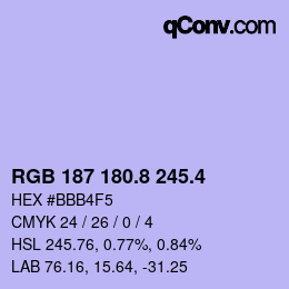 カラーコード: RGB 187 180.8 245.4 | qconv.com