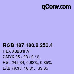 カラーコード: RGB 187 180.8 250.4 | qconv.com